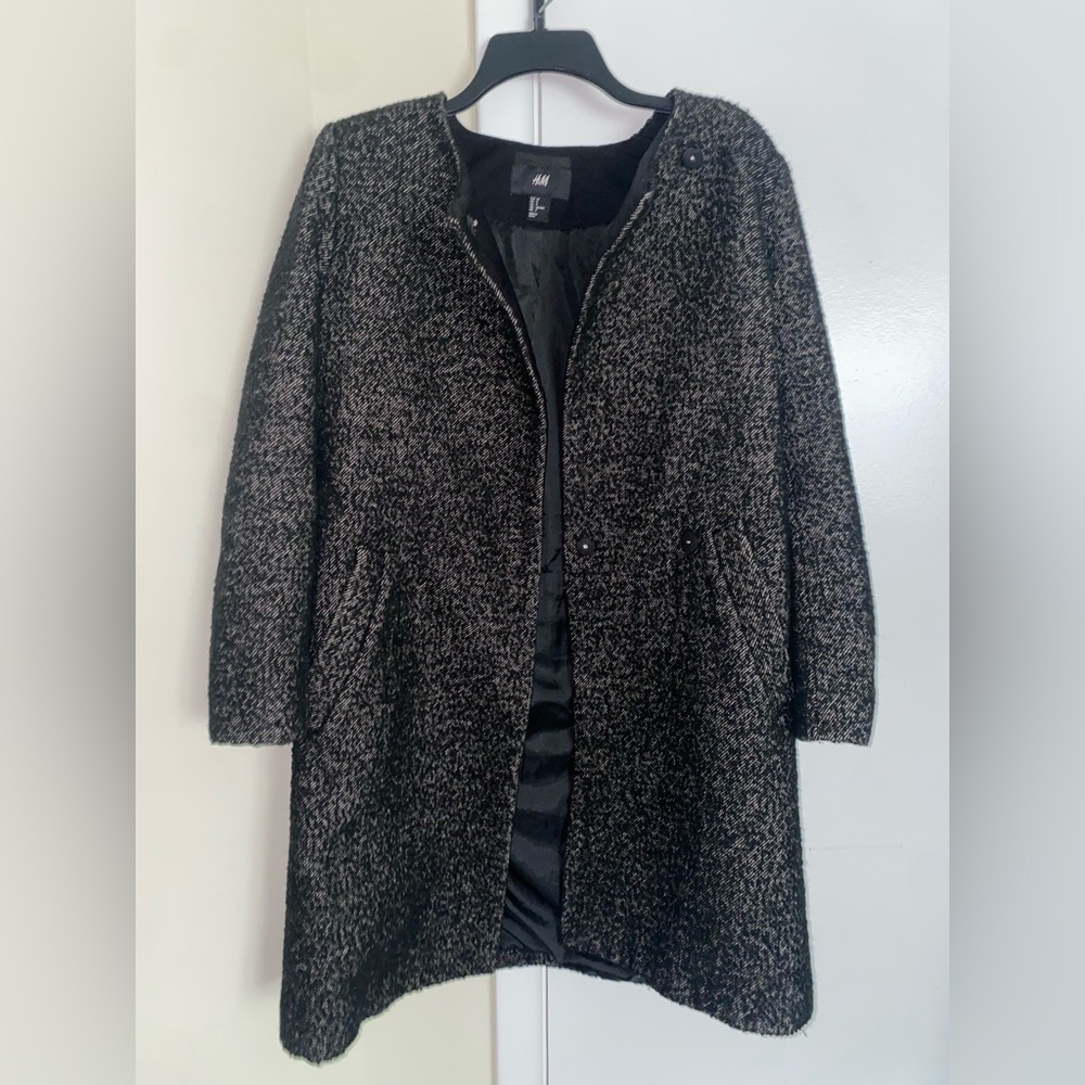 H&M Black Melange Wool Coat